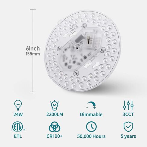 3.93'' LED Light Engine Retrofit Kit for Ceiling Fan Light, 12W 1000Lm Dimmable Ceiling Fan Light Replacement, 3000K Light Engine for Ceiling Fan, Pendant, Lantern, Warm Light, ETL Listed in Saudi Arabia