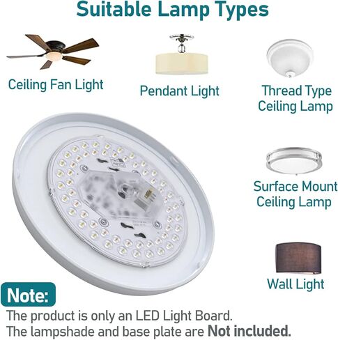 3.93'' LED Light Engine Retrofit Kit for Ceiling Fan Light, 12W 1000Lm Dimmable Ceiling Fan Light Replacement, 3000K Light Engine for Ceiling Fan, Pendant, Lantern, Warm Light, ETL Listed in Saudi Arabia
