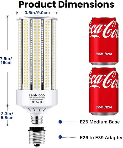 2 حزمة 1200W ما يعادل 100W LED لمبات الذرة 14500 لومن 6500K ضوء النهار الأبيض الذرة ضوء لمبة السوبر مشرق E26 / E39 قاعدة LED لمبة ضوء الذرة للإضاءة الصناعية التجارية مستودع ورشة عمل الشارع in Kuwait