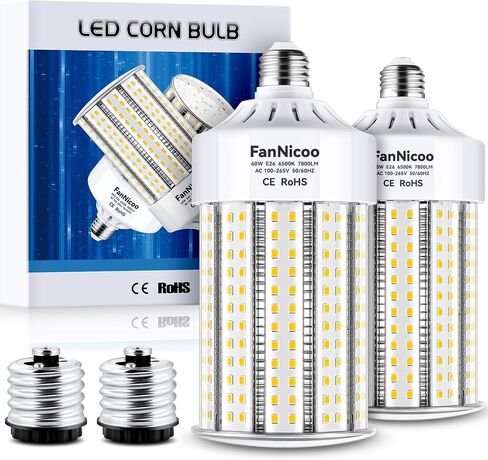 2 حزمة 1200W ما يعادل 100W LED لمبات الذرة 14500 لومن 6500K ضوء النهار الأبيض الذرة ضوء لمبة السوبر مشرق E26 / E39 قاعدة LED لمبة ضوء الذرة للإضاءة الصناعية التجارية مستودع ورشة عمل الشارع in Kuwait