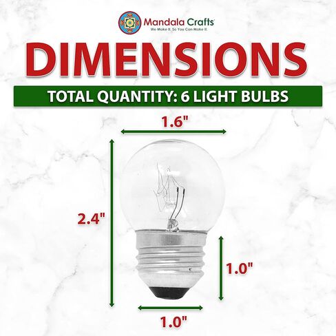 Mandala Crafts Low Wattage Light Bulbs for Signs and Indicators G40, S11, 7.5 W, E26 Base, 6 Pack in Saudi Arabia