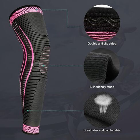 2 Pack Full Leg Compression Sleeves, Long Knee Brace Support for ACL,PCL, Meniscus Tear, Arthritis, Tendinitis in Saudi Arabia