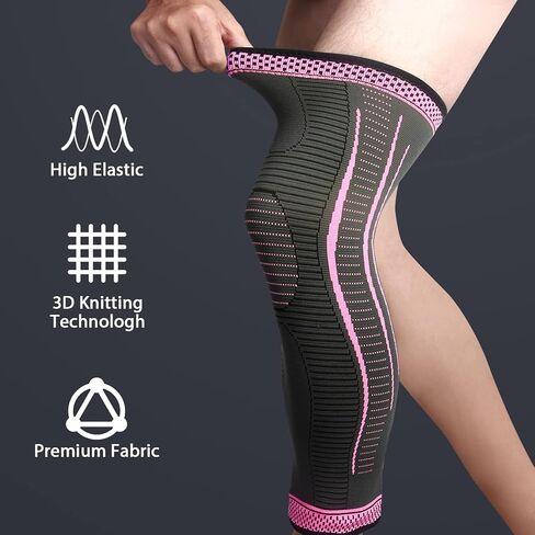 2 Pack Full Leg Compression Sleeves, Long Knee Brace Support for ACL,PCL, Meniscus Tear, Arthritis, Tendinitis in Saudi Arabia