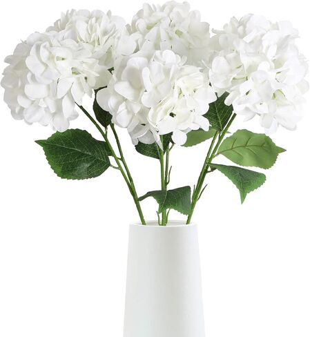 6pcs 28in White Hydrangea Artificial Silk Flowers for Tall Vase Long Stem Big Fake Hydrangea Flowers Lifelike Faux Hydrangea for Wedding Baby Shower Party Home Table Centerpieces Decor (White) in Saudi Arabia