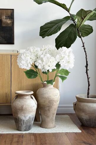 6pcs 28in White Hydrangea Artificial Silk Flowers for Tall Vase Long Stem Big Fake Hydrangea Flowers Lifelike Faux Hydrangea for Wedding Baby Shower Party Home Table Centerpieces Decor (White) in Saudi Arabia