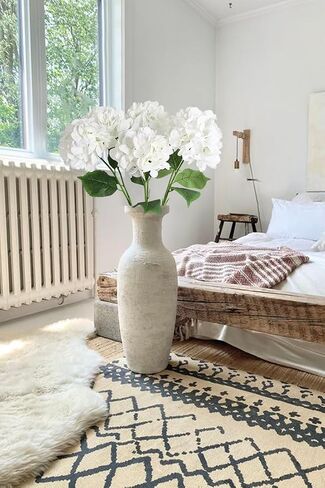 6pcs 28in White Hydrangea Artificial Silk Flowers for Tall Vase Long Stem Big Fake Hydrangea Flowers Lifelike Faux Hydrangea for Wedding Baby Shower Party Home Table Centerpieces Decor (White) in Saudi Arabia