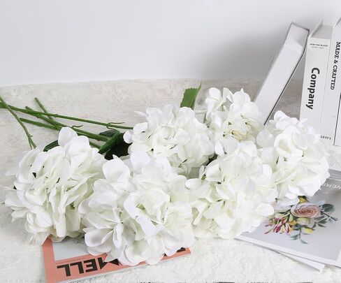 6pcs 28in White Hydrangea Artificial Silk Flowers for Tall Vase Long Stem Big Fake Hydrangea Flowers Lifelike Faux Hydrangea for Wedding Baby Shower Party Home Table Centerpieces Decor (White) in Saudi Arabia