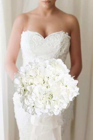 6pcs 28in White Hydrangea Artificial Silk Flowers for Tall Vase Long Stem Big Fake Hydrangea Flowers Lifelike Faux Hydrangea for Wedding Baby Shower Party Home Table Centerpieces Decor (White) in Saudi Arabia