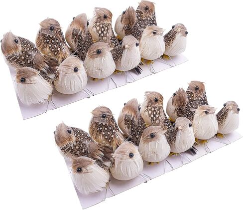 Warmtree 24 Pcs Artificial Simulation Birds Feather Mini Bird Decorative Fake Birds for Christmas Tree Craft Home Ornaments Garden Wedding Decoration (Set B) in Saudi Arabia