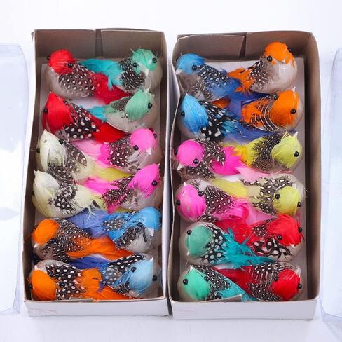 Warmtree 24 Pcs Artificial Simulation Birds Feather Mini Bird Decorative Fake Birds for Christmas Tree Craft Home Ornaments Garden Wedding Decoration (Set B) in Saudi Arabia