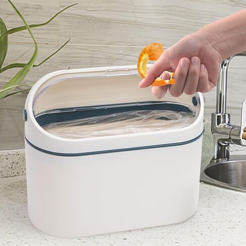 LOVEINUSA سلة المهملات الصغيرة مع غطاء، سلة المهملات المكتبية، سلة المهملات القابلة للتركيب، سلة المهملات على سطح الطاولة لفريزر حوض المطبخ والمكتب RV in Kuwait