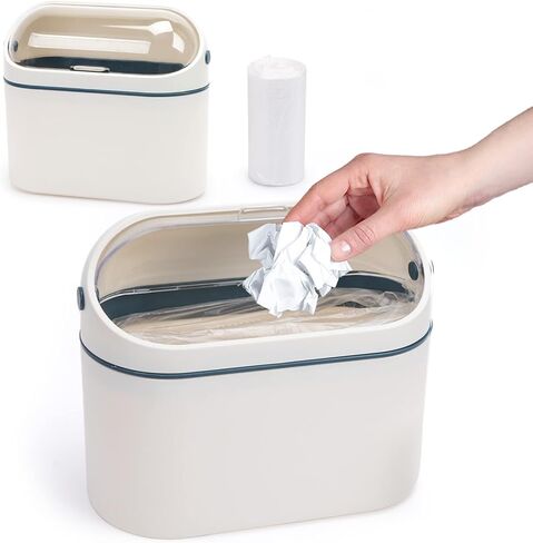 LOVEINUSA سلة المهملات الصغيرة مع غطاء، سلة المهملات المكتبية، سلة المهملات القابلة للتركيب، سلة المهملات على سطح الطاولة لفريزر حوض المطبخ والمكتب RV in Kuwait