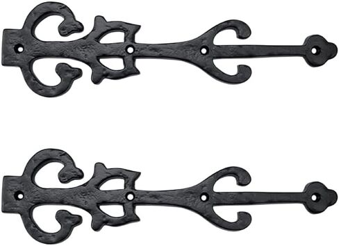 Adonai Hardware 10.9 Inch "Izehar" Heavy Duty Antique Cast Iron Strap False/Faux/Dummy Hinge Fronts (2 Pack, Black Powder Coated) for Vintage Barn Doors, Gates, Furniture, Garage, Shutters and Fences in Saudi Arabia