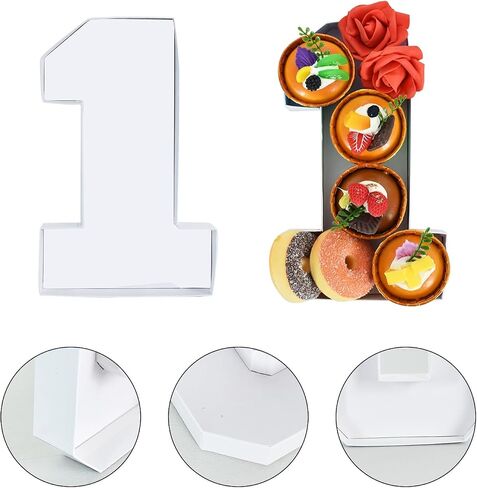 TONIFUL 10" White Paper Mache Number Cardboard Chocolate Covered Strawberries Fillable Sweets Macarone Candy Container Box (1) in Saudi Arabia