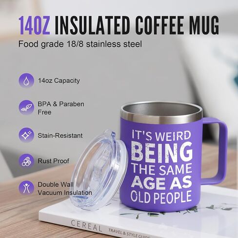 NOWWISH Gifts for Men - It's Weird Being The Same Age As Old People Coffee Mug - Funny Valentines Day Gifts for Him Husband, Grandpa, Dad, Father on Birthday and Fathers Day (14oz, Navy Blue) in Saudi Arabia