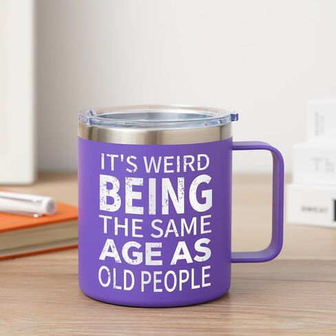 NOWWISH Gifts for Men - It's Weird Being The Same Age As Old People Coffee Mug - Funny Valentines Day Gifts for Him Husband, Grandpa, Dad, Father on Birthday and Fathers Day (14oz, Navy Blue) in Saudi Arabia