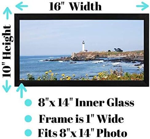 Tasse Verre 8x14 Picture Frames (2-Pack) - HIGH Definition Glass Front Cover - Displays 8" by 14" Picture Frame- Vertical or Horizontal and Comes Ready to Hang. 8x14 Frame Poster in Saudi Arabia