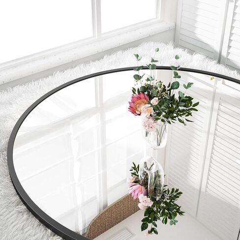 GLSLAND Circle Mirror, Black Round Wall Mirror 18 Inch, Round Vanity Mirror for Bathrooms, Entryways, Living Rooms and Wall Decor in Saudi Arabia