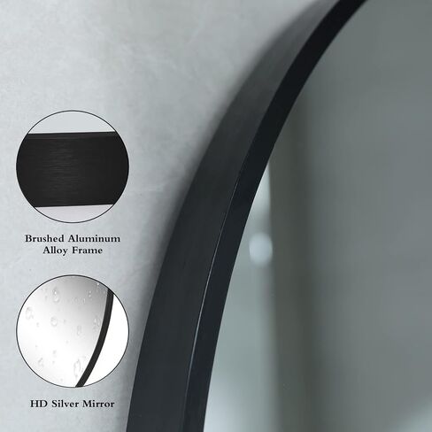 GLSLAND Circle Mirror, Black Round Wall Mirror 18 Inch, Round Vanity Mirror for Bathrooms, Entryways, Living Rooms and Wall Decor in Saudi Arabia