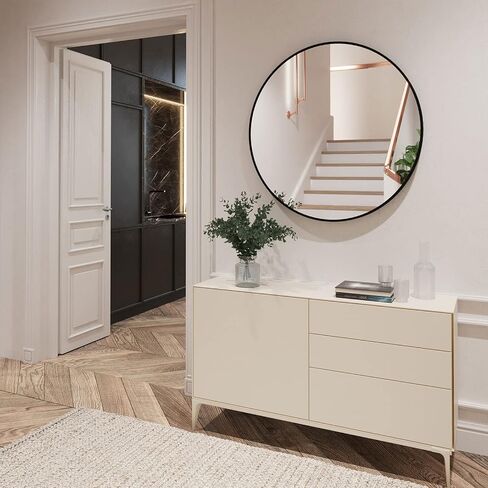 GLSLAND Circle Mirror, Black Round Wall Mirror 18 Inch, Round Vanity Mirror for Bathrooms, Entryways, Living Rooms and Wall Decor in Saudi Arabia