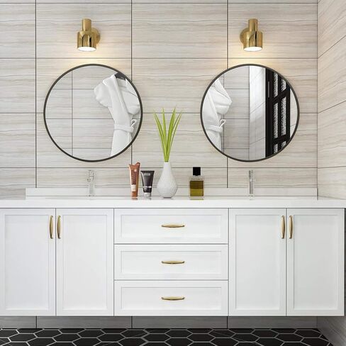GLSLAND Circle Mirror, Black Round Wall Mirror 18 Inch, Round Vanity Mirror for Bathrooms, Entryways, Living Rooms and Wall Decor in Saudi Arabia