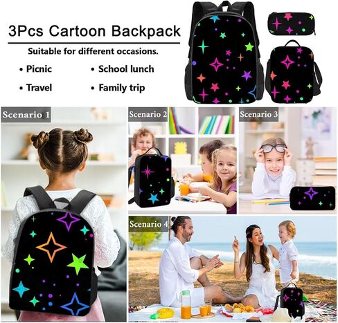 3PCS Cartoon Backpack Set Anime Bookbag with Lunch Box and Pencil Case for Teen Kids Boys Girls Daily Use 1 in Saudi Arabia