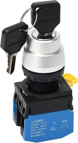 STARELO 22mm Key Switch 3 Position Maintained 2NO Latching Rotary Key Switch 10A 660V LA38M-20Y-31.(3 Position Maintained) in Saudi Arabia