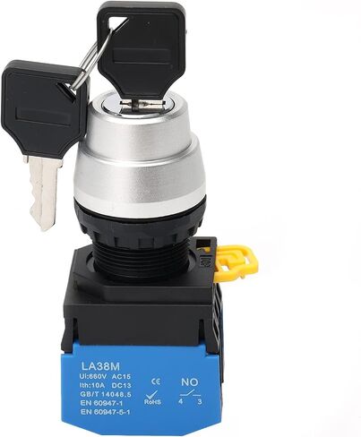 STARELO 22mm Key Switch 3 Position Maintained 2NO Latching Rotary Key Switch 10A 660V LA38M-20Y-31.(3 Position Maintained) in Saudi Arabia