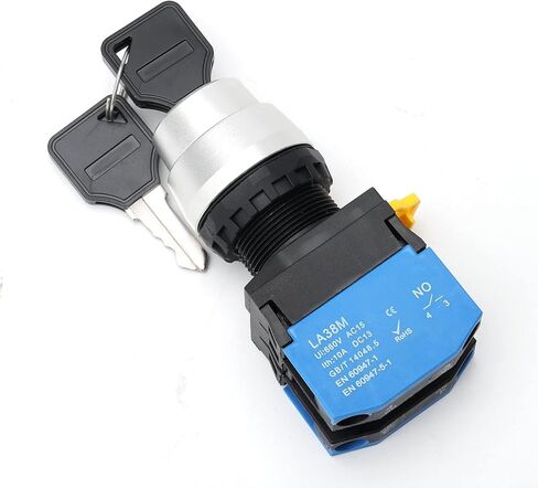 STARELO 22mm Key Switch 3 Position Maintained 2NO Latching Rotary Key Switch 10A 660V LA38M-20Y-31.(3 Position Maintained) in Saudi Arabia