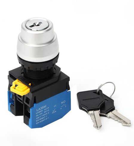 STARELO 22mm Key Switch 3 Position Maintained 2NO Latching Rotary Key Switch 10A 660V LA38M-20Y-31.(3 Position Maintained) in Saudi Arabia