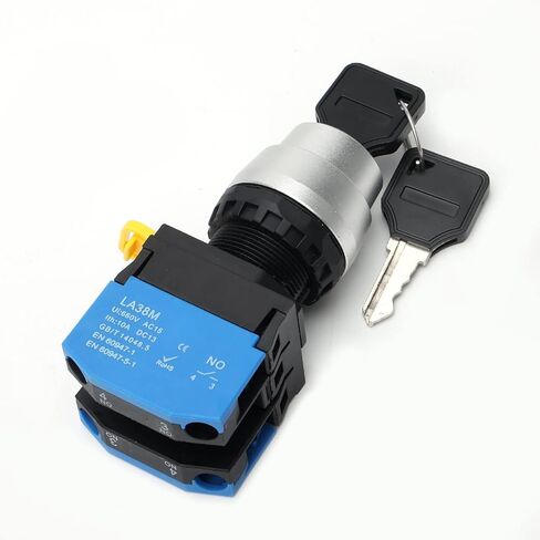 STARELO 22mm Key Switch 3 Position Maintained 2NO Latching Rotary Key Switch 10A 660V LA38M-20Y-31.(3 Position Maintained) in Saudi Arabia