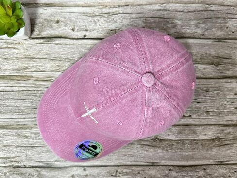 Three 3 Nails Cross Baseball Cap, Religious Gifts for Men Women, Washed Pink Embroidered Christian Hats Denim Dad Hat in Saudi Arabia