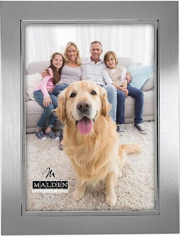 Malden International Designs 9054-57 Uptown Matte Silver with Silver Fashion Metal Frame, 5x7, Silver in Saudi Arabia