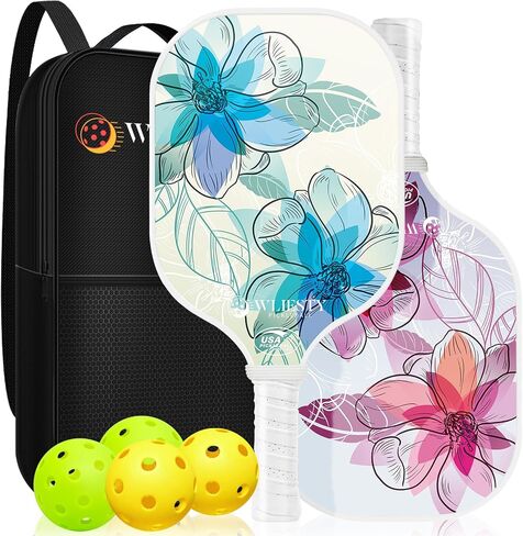 Pickleball Paddles ‎Wliesty, USAPA Approved Pickleball Set of 2,Lightweight Fiberglass Rackets with 4 Pickleballs and Portable Bag for Teens Women Men Beginners Pros Players-Ocean in Saudi Arabia