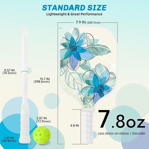 Pickleball Paddles ‎Wliesty, USAPA Approved Pickleball Set of 2,Lightweight Fiberglass Rackets with 4 Pickleballs and Portable Bag for Teens Women Men Beginners Pros Players-Ocean in Saudi Arabia