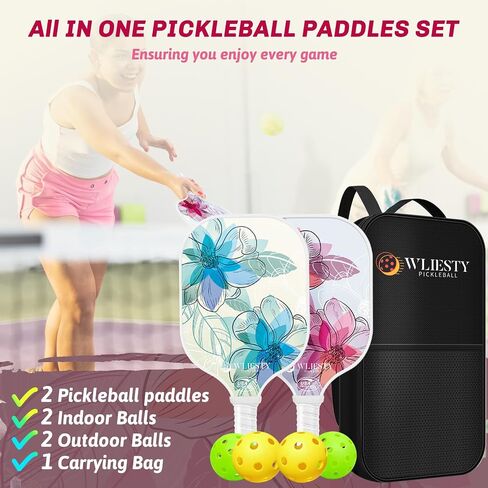 Pickleball Paddles ‎Wliesty, USAPA Approved Pickleball Set of 2,Lightweight Fiberglass Rackets with 4 Pickleballs and Portable Bag for Teens Women Men Beginners Pros Players-Ocean in Saudi Arabia