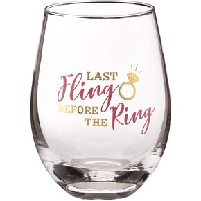 Lillian Rose Last Fling Before The Ring Stemless Wine Glass, 3.25x3.25x4.75, Pink