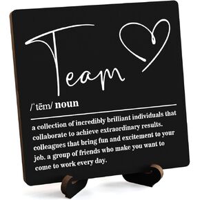 Wooden Table Sign Gift Team Definition Desk Decor Wood Plaque With Stand Team Gift for Boss Employees Women Best Mom Coworker Office(Brown)-A15