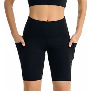 Shorts for Women with Pockets – High Waisted Tummy Control Workout Yoga Running Gym Short Pants