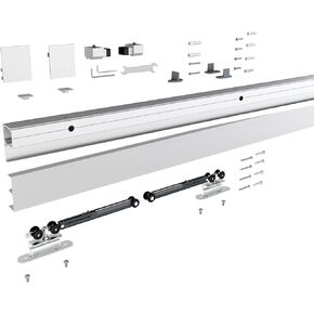 JUBEST 6FT Sliding Barn Door Track Kit, Aluminium Box Rail Wall Mounted Hidden Barn Door Hardware Kit, for Various Modern Doors, Easy to install, Low Clearance