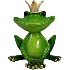 Ebros Gift Kiss A Frog Prince Charming with Crown Decorative Figurine 4.5" H Collectible Frogs Toad Toads Royalty Fairy Tale Sculpture
