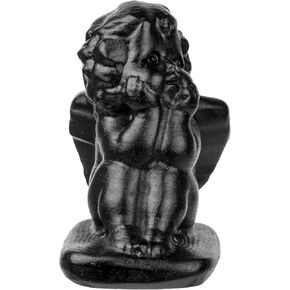 moonsix Carved Horned Owl Crystal Statue Black Obsidian Animal Figurine Paperweight Collectible Stone Sculpture for Home Office Table Decor
