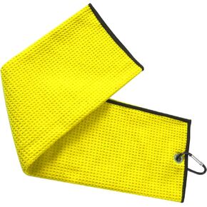 Microfiber Golf Towel Waffle Pattern Golf Towel with Hook & Loop, Yellow Golf Towels for Golf Bags for Men & Women in Kuwait