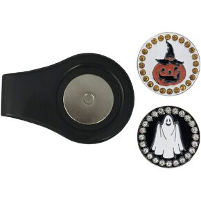 Magnetic Ball Marker Clip with Two Bling Golf Ball Markers