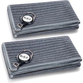 BKF 2pcs Innovative Golf Towels with Retainer Clips (20" X 16") Two-sided Special Material for Golf Bags, Necessary Golf Accessories, Golf Bag Accessories, Golf Gifts for Men/Women