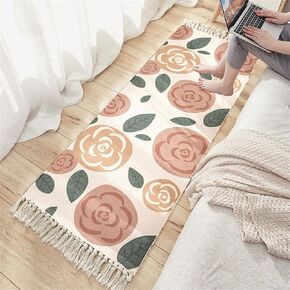 Floral Leaves Rug Runners for Hallways, 2x5 Green Kitchen Runner Rug Washable, Modern Plant Non-Shedding Bathroom Front Door Rug Non-Slip Hallway Runner Rug for Entryway Bedroom Kitchen