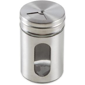 RSVP International Endurance Kitchen Collection Spice & Seasoning Shaker Bottle, Glass Encased in Stainless Steel, Adjustable Screw on Lid, 3.5 Fl oz Capacity