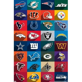 Trends International NFL League - Logos 24 Wall Poster, 22.37" x 34.00", Unframed Version