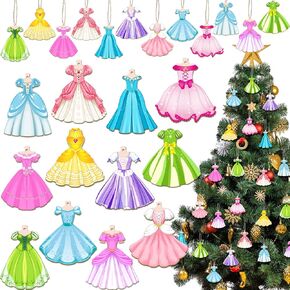 Amyhill 24 Pieces of Princess Fit Christmas Ornaments are Decorated with Pink Christmas Trees and Mini Pieces of Wood, As Gifts for Girls, They are Indoor Decorations for Christmas Parties