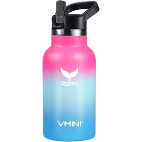 Vmini Water Bottle - Standard Mouth Stainless Steel & Vacuum Insulated Bottle, New Straw Lid with Wide Handle, Pink & 22 oz